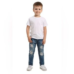 Boys Size 6 Light Wash Distressed Blue Jeans